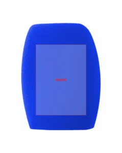 Protivětrný molitanový kryt na mikrofon (windscreen), čtyřhran, 80×105 mm – modrý, s potiskem